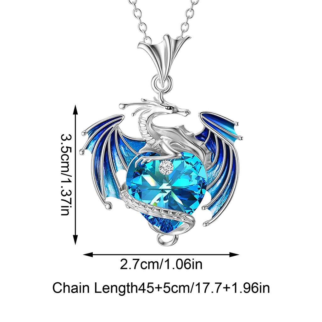 Dragon Charm Love Birth Stone Flying Dragon Pendant Ring Multi Color Alloy Women'S Exquisite Necklace Birthday Gifts