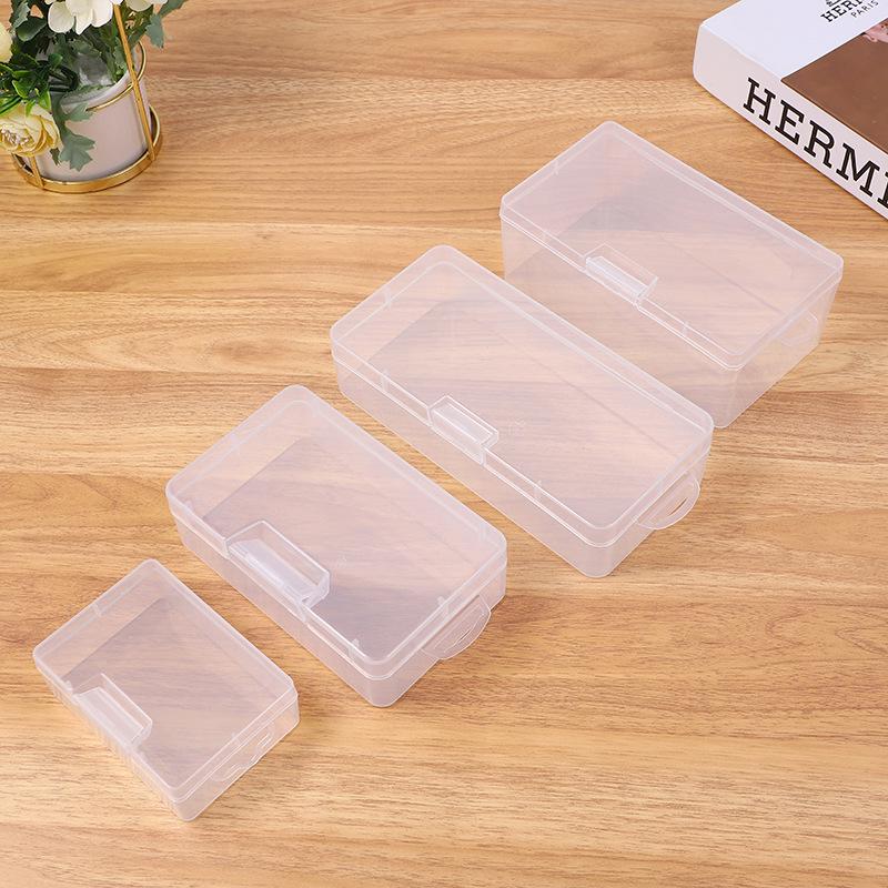 Clear Plastic Lidded Storage Box Set with Hook - Large, Medium, Small Desktop Organizer for Hardware and Accessories