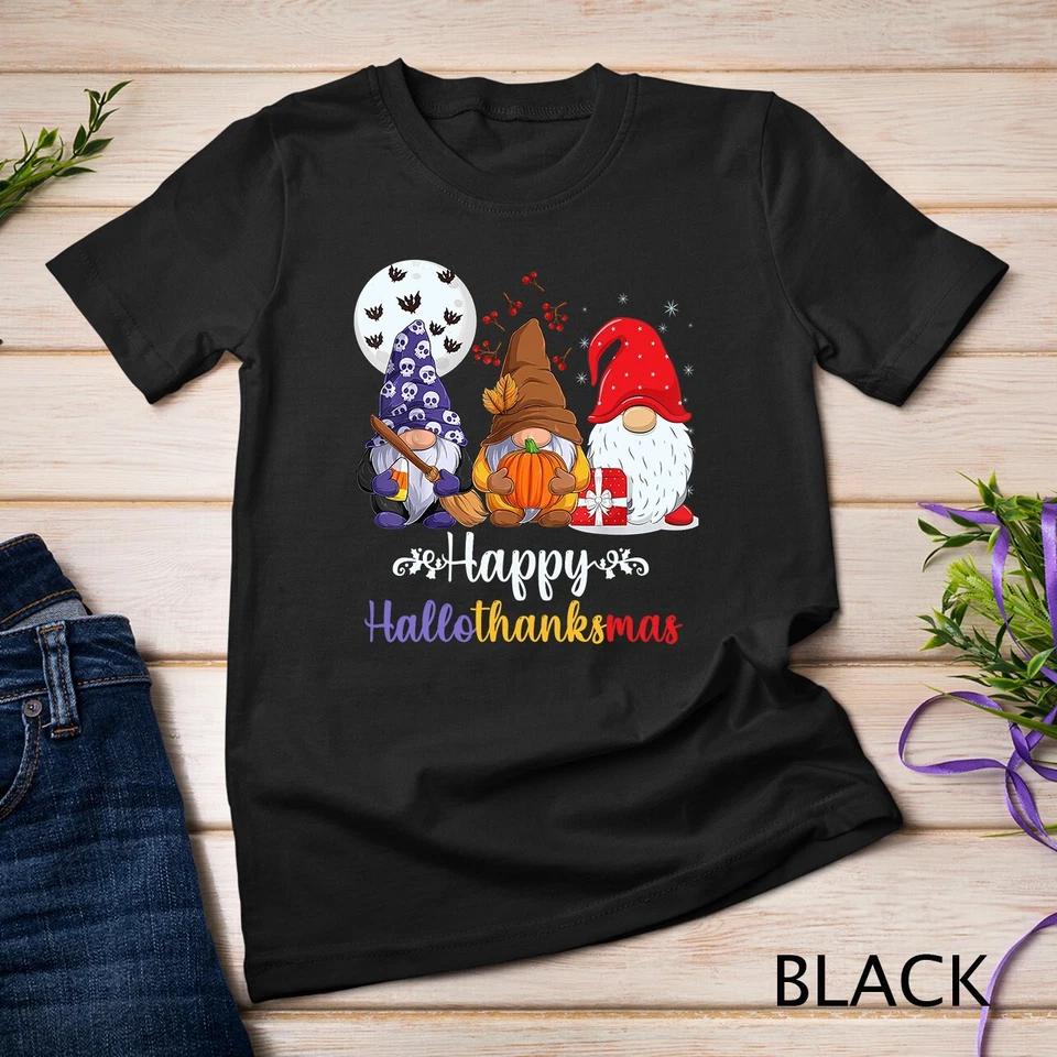 Happy HalloThanksMas Gnomes Unisex T-shirt 9 2XL