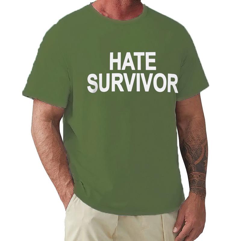 Hate Survivor T Shirt Music Video Fans Gift Y2k Streetwears Oneck Cotton Tshirts For Unisex Unisex EU Size