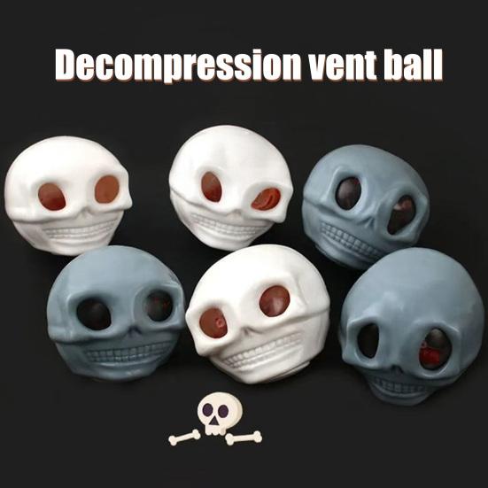 

Popping Eye Skull Squeeze Toy Worm Inside Anxiety Stress Relief Skull Pinch Sensory Toy Teens Adults Soft TPR Calming Skull Fidget Toy