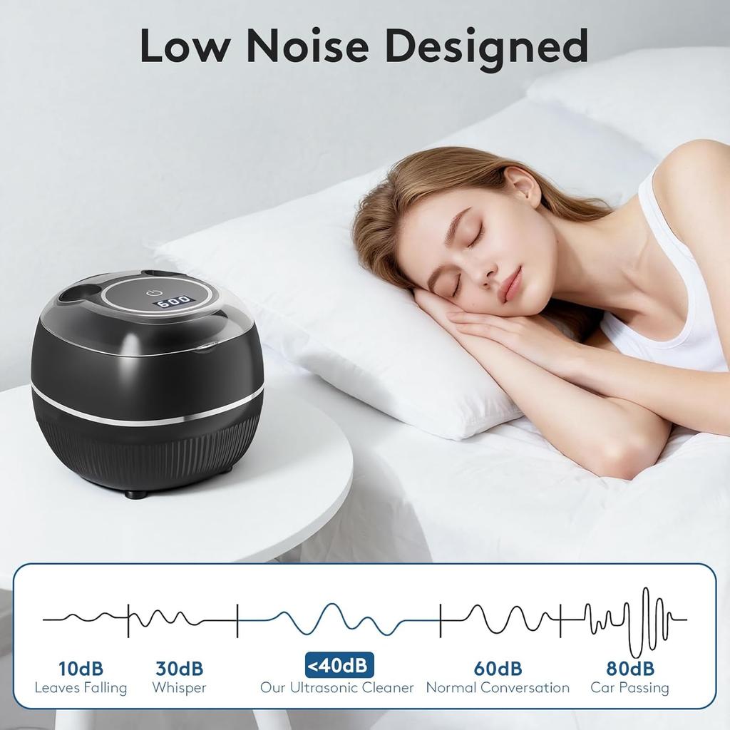 UV Ultrasonic Retainer Cleaner Machine with Digital Timer 48kHz Dental Cleaning Pod for Night Guards Mouth Guards Aligner Braces Toothbrush Jewelry