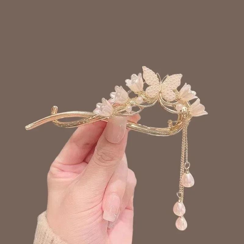 

Изысканная заколка-клипса с кисточкой «Ландыш» для девочки, для хвостика, лягушка, модные женские аксессуары для волос