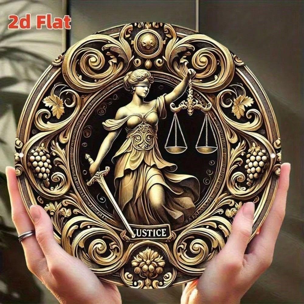 Metal Wall Art Lady Justice Themis Poster for Lawyer Office Decor