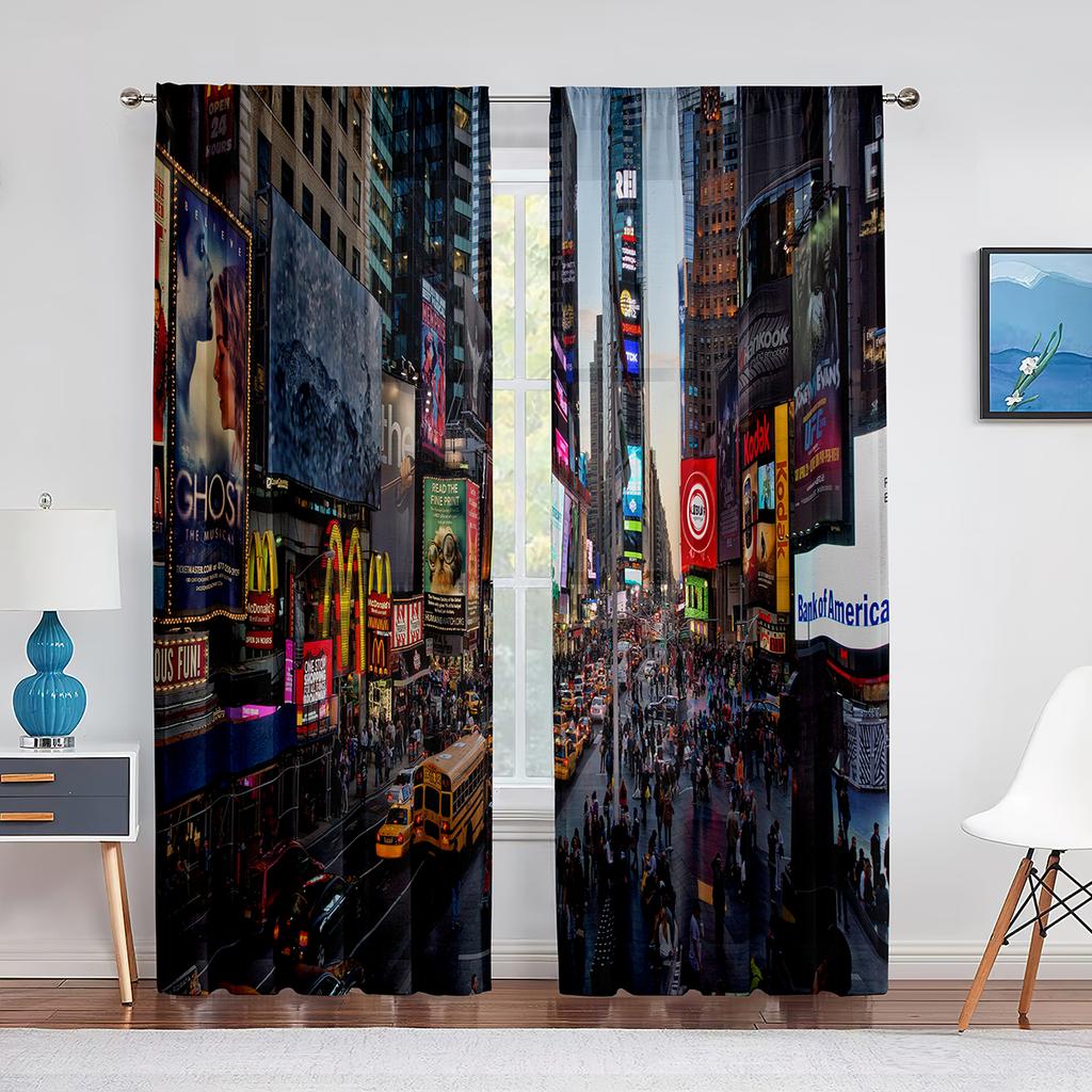 Pejzaż miejski Budynki biznesowe Sylwetki Miasto Tiulowe Zasłony do Dekoracji Salonu Sypialni Przezroczysta Woalowa Zasłona Okienna