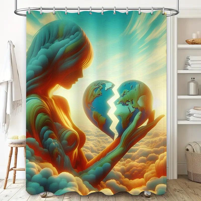 Celestial Love Shower Curtain - Waterproof, Mildew-Resistant, Machine Washable For Ethereal Bathroom Decor