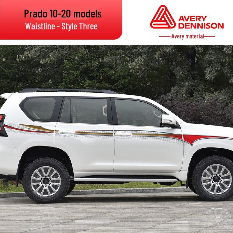 Toyota Prado 10-22 Models Car Body Color Stripe Decal Waistline Sticker.