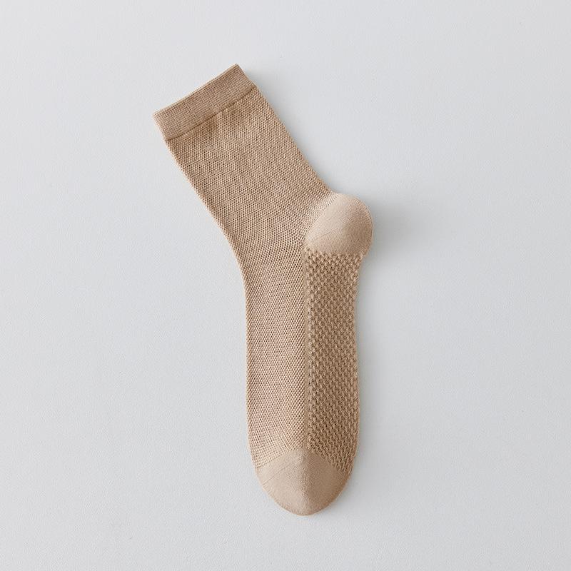 Herren Sommer Dünne Einfarbige Schweißabsorbierende und Geruchshemmende Mittelwaden-Socken, Reine Baumwolle Atmungsaktives Mesh Lange Waden Business-Socken