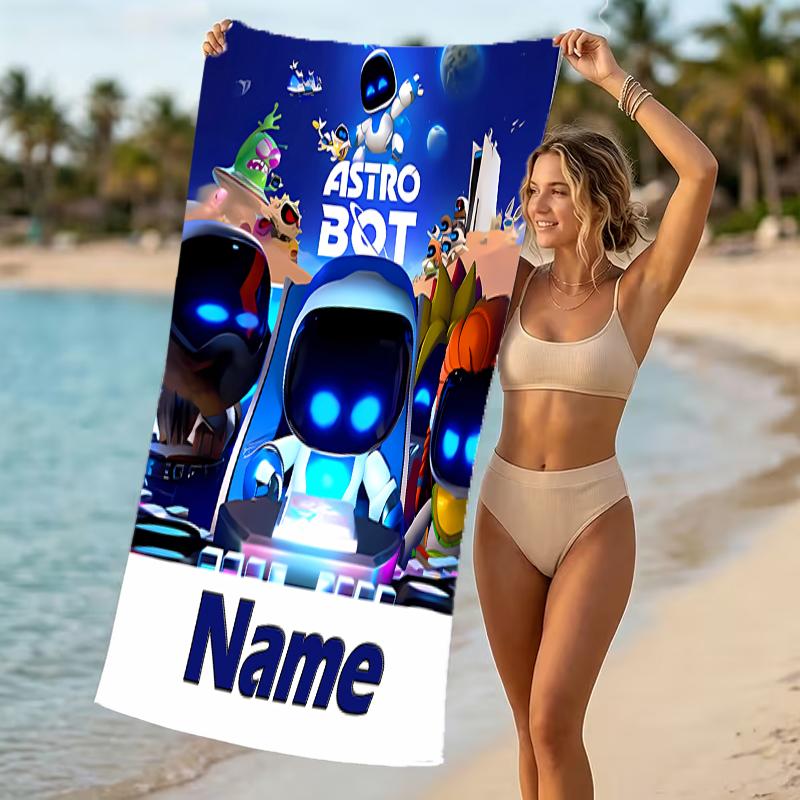 Customizable personalized beach towels Astro Bot themed designs.Suitable for the beach, yoga, sports;ideal as beach accessories