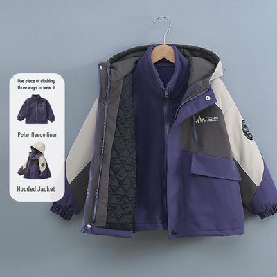 Boys' 3-in-1 Velvet-Lined Winter Windbreaker Coat