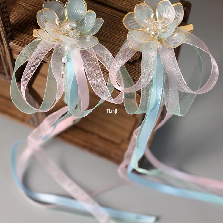 2024 Hanfu Headdress Hairpins: Women's & Children's Tassel Headflower Hair Accessories