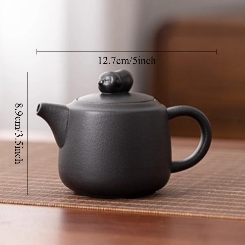 1pcs Frosted Coarse Pottery Teapot Black Large Capacity Teapot Household Chinese Kung Fu Tea Set Tea Infuser with Filter