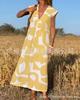 Women's V Neck Sleeveless Maxi Dress Loose Fit High Waist Casual Geometric Print A Line Long Dress 2026 Summer Elegant Vacation Dress