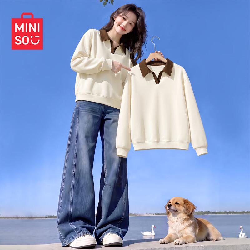 MINISO Women's Polo Collar Relaxed Fit Sweatshirt
