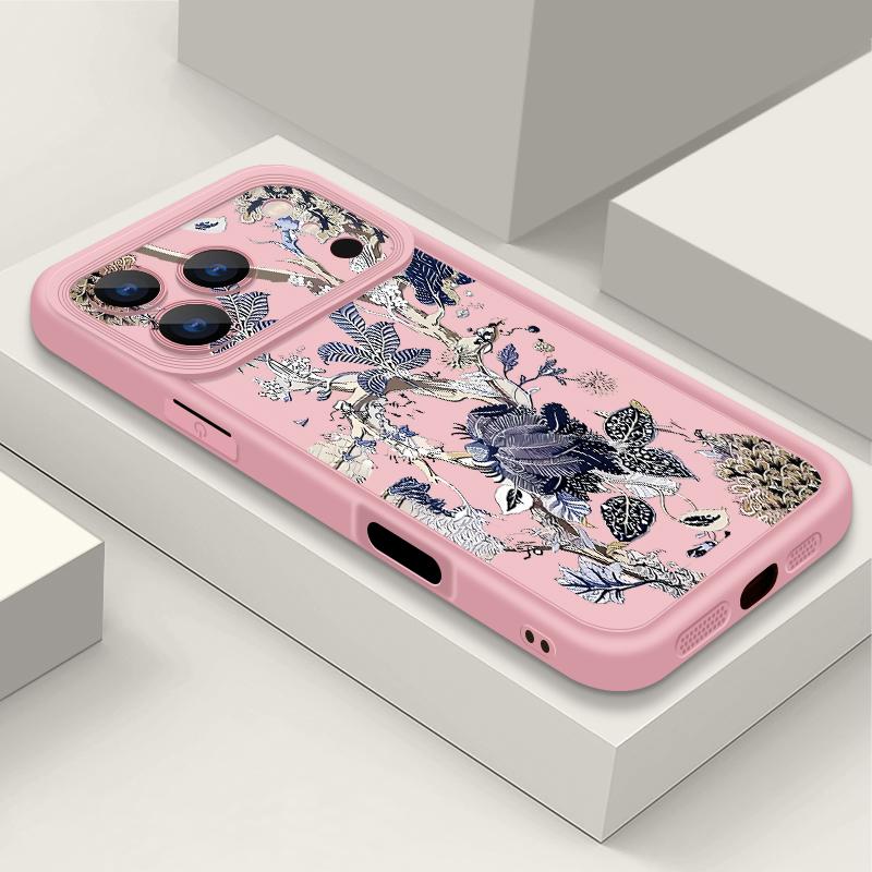 For iPhone 17 Pro Max Case Luxury Retro Dark Floral Pattern Shockproof Bumper Soft Silicone Cover For iPhone 16 15 14 13 Pro 12 11 16E Air