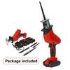 AC 110-240V Cordless Reciprocating Saw + 4 Saw Blades Adjustable Speed Chainsaw Wood Metal PVC Pipe Cutting with 1/2 Lithium Battery