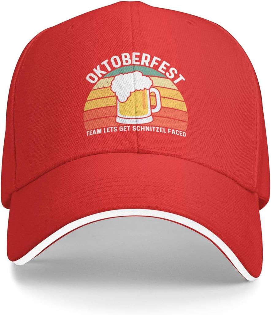 Oktoberfest Team Lets Get Schnitzel Faced Hat Unisex Women Baseball Cap Cool Sun Helmet Party Celebration Decorations
