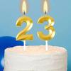 1pc-Birthday Candle Golden Number 0-9 Smoke Free Birthday Cake Insert Party Candle Decoration Anniversary Cake