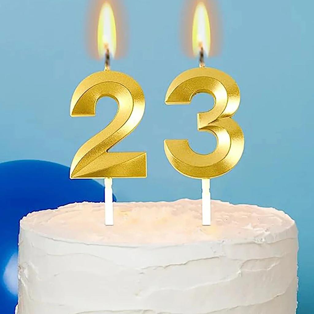 1pc-Birthday Candle Golden Number 0-9 Smoke Free Birthday Cake Insert Party Candle Decoration Anniversary Cake