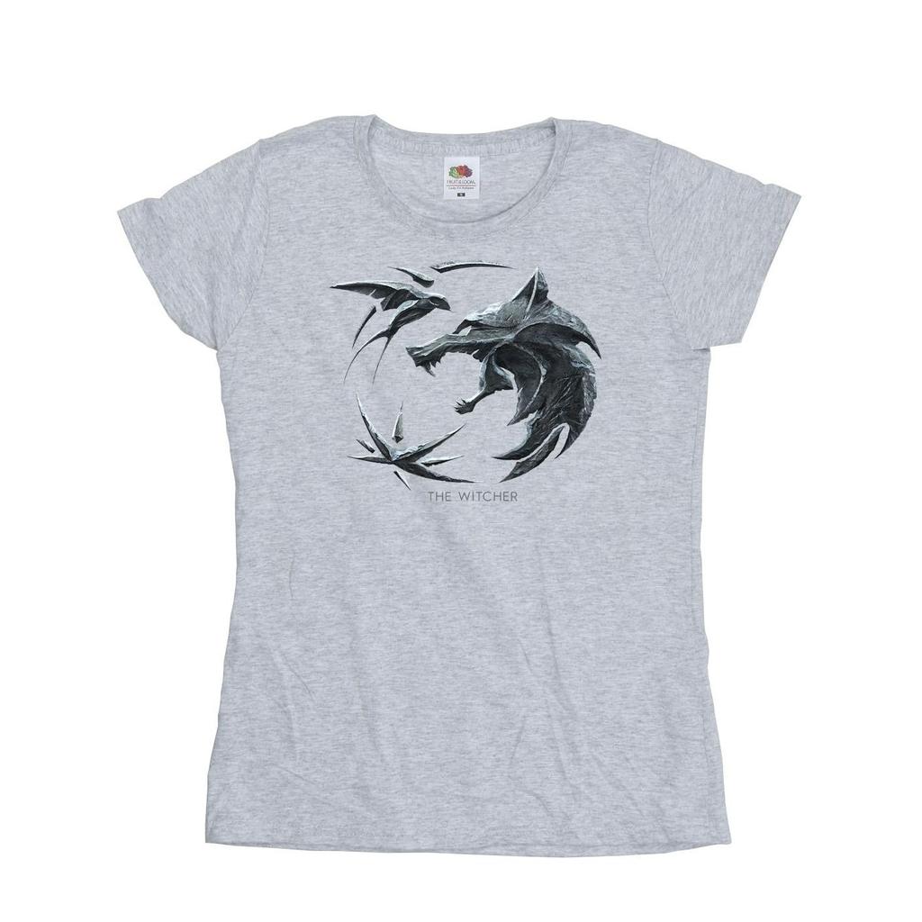 Netflix Womens/Ladies The Witcher Wolf Logo Cotton T-Shirt