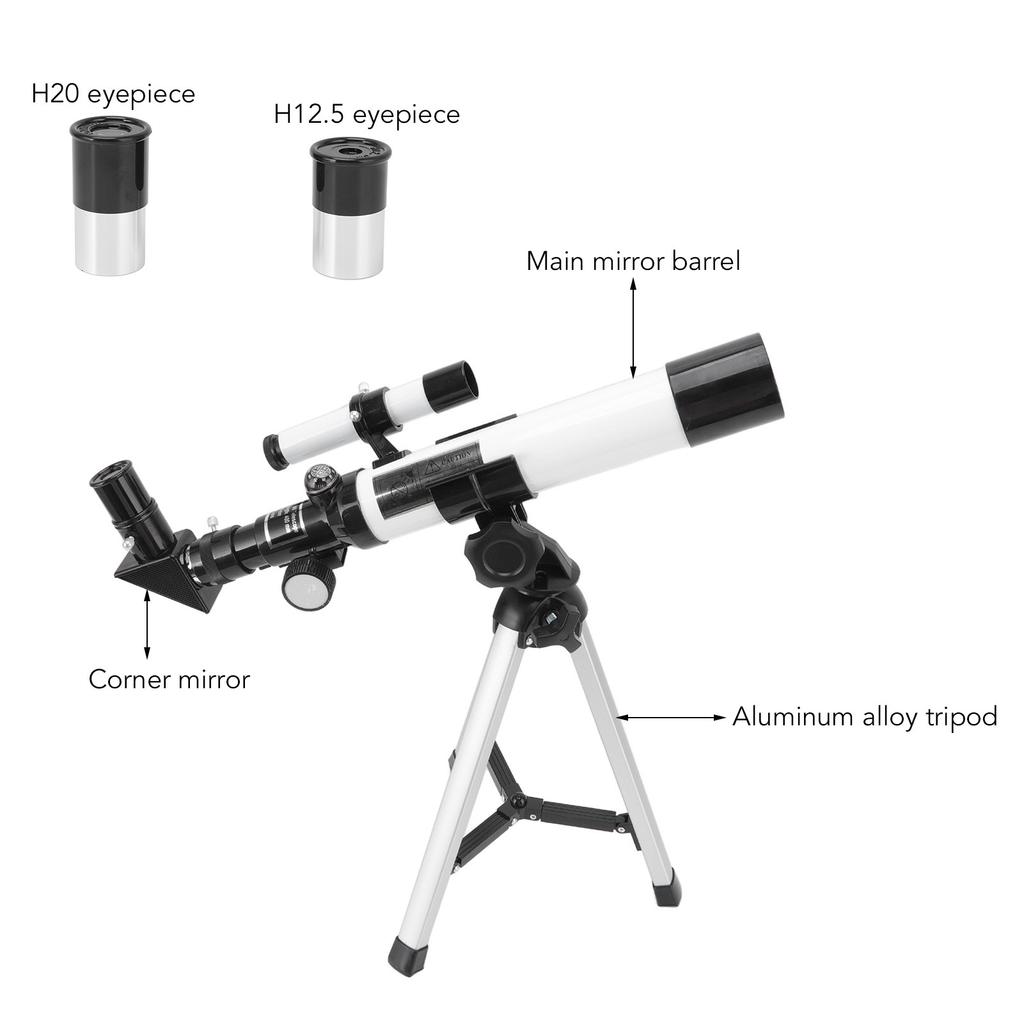 Teleskop 40mm Öffnung 400mm Brennweite Tragbares Astronomisches Linsenteleskop für Kinder Anfänger Erwachsene