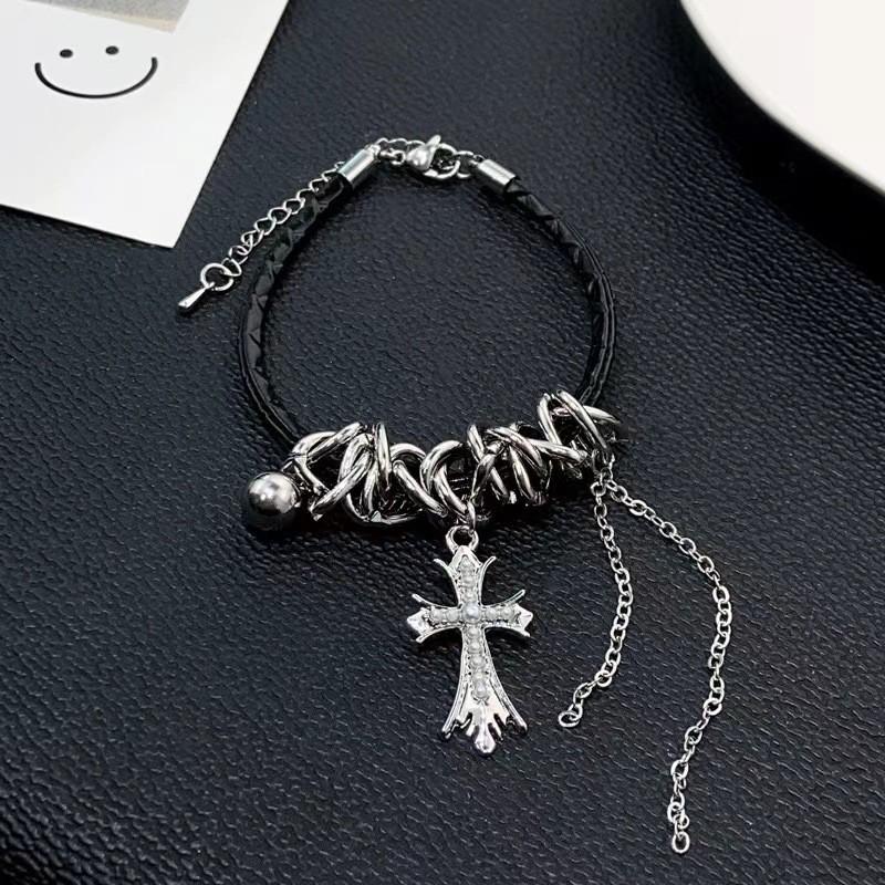 Asymmetrical Sweet Cool Cross Tassel Leather Bracelet For Women Trendy Gift Fashionable