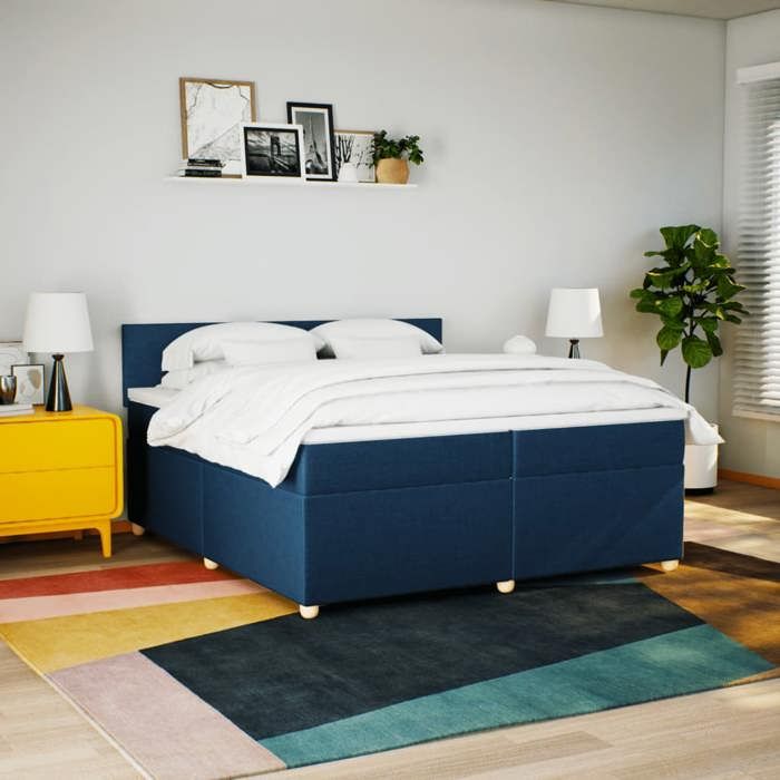 VidaXL Sommier à lattes de lit avec matelas Bleu 200x200 cm Tissu 3286786
