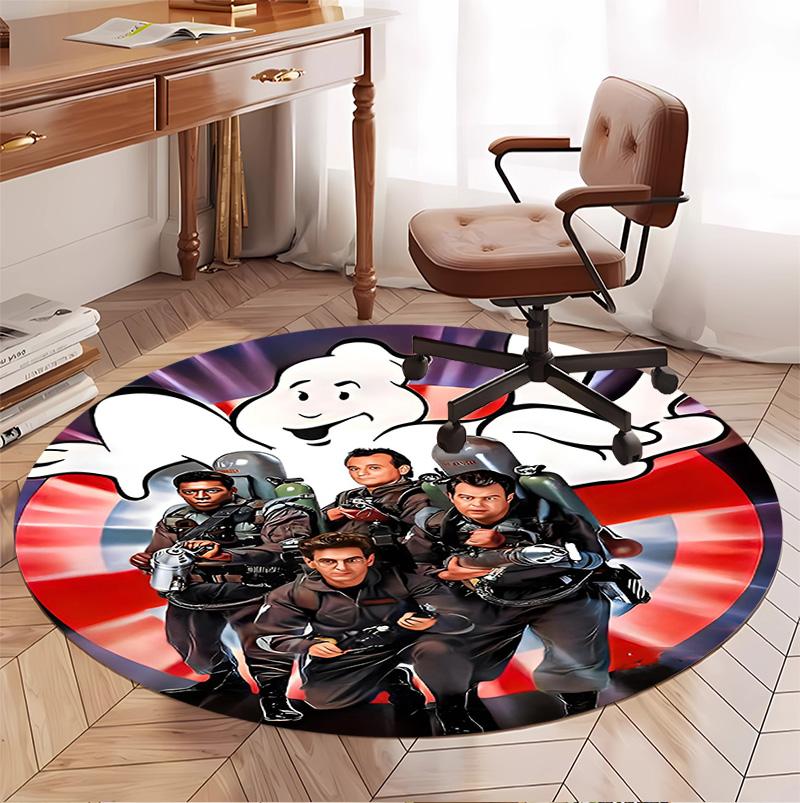 Ghostbusters Pattern Round Rug, Indoor/Outdoor Mat, for Picnic, Gameroom, Bedroom, Office, Living Room, Home Decor Carpet, Birthday Gift
