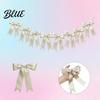 Valentine Day Backdrop Hanging Bunting Bow Pre-Strung Garland Decor 6.7FT Satin Ribbon Banner Decorations Photo Props for Birthday Baby