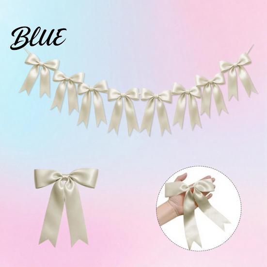 Valentine Day Backdrop Hanging Bunting Bow Pre-Strung Garland Decor 6.7FT Satin Ribbon Banner Decorations Photo Props for Birthday Baby