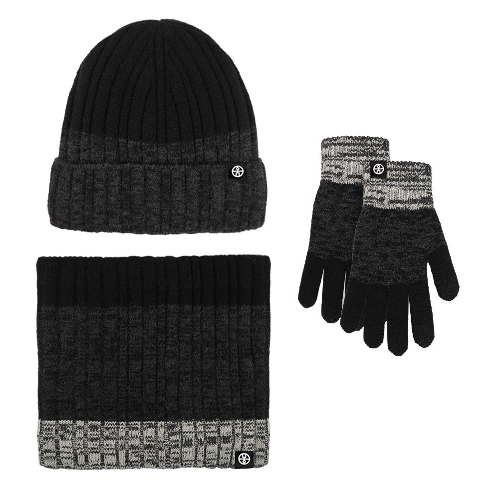 Men's and Women's Winter Cold-Proof Knitted Gloves, Hat, and Scarf Set - Warm and Thickened for Outdoor Use