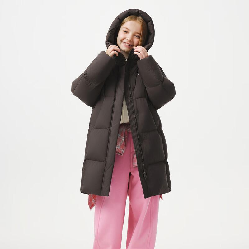 Tamboer Unisex Kinder Lange Kapuzen-Daunenjacke