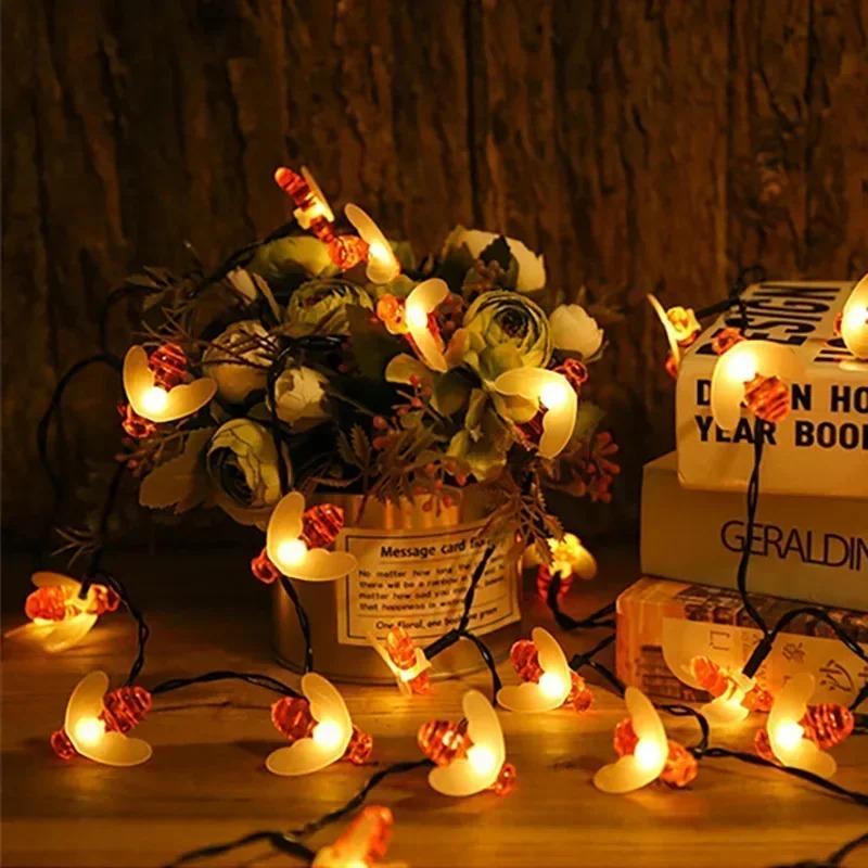 

8 режимів сонячних бджолиних вогнів водонепроникна прикраса сад квіти та дерева зовнішні ліхтарі для паркану різдвяна та новорічна прикраса Battery box-6m 40led,2pcs