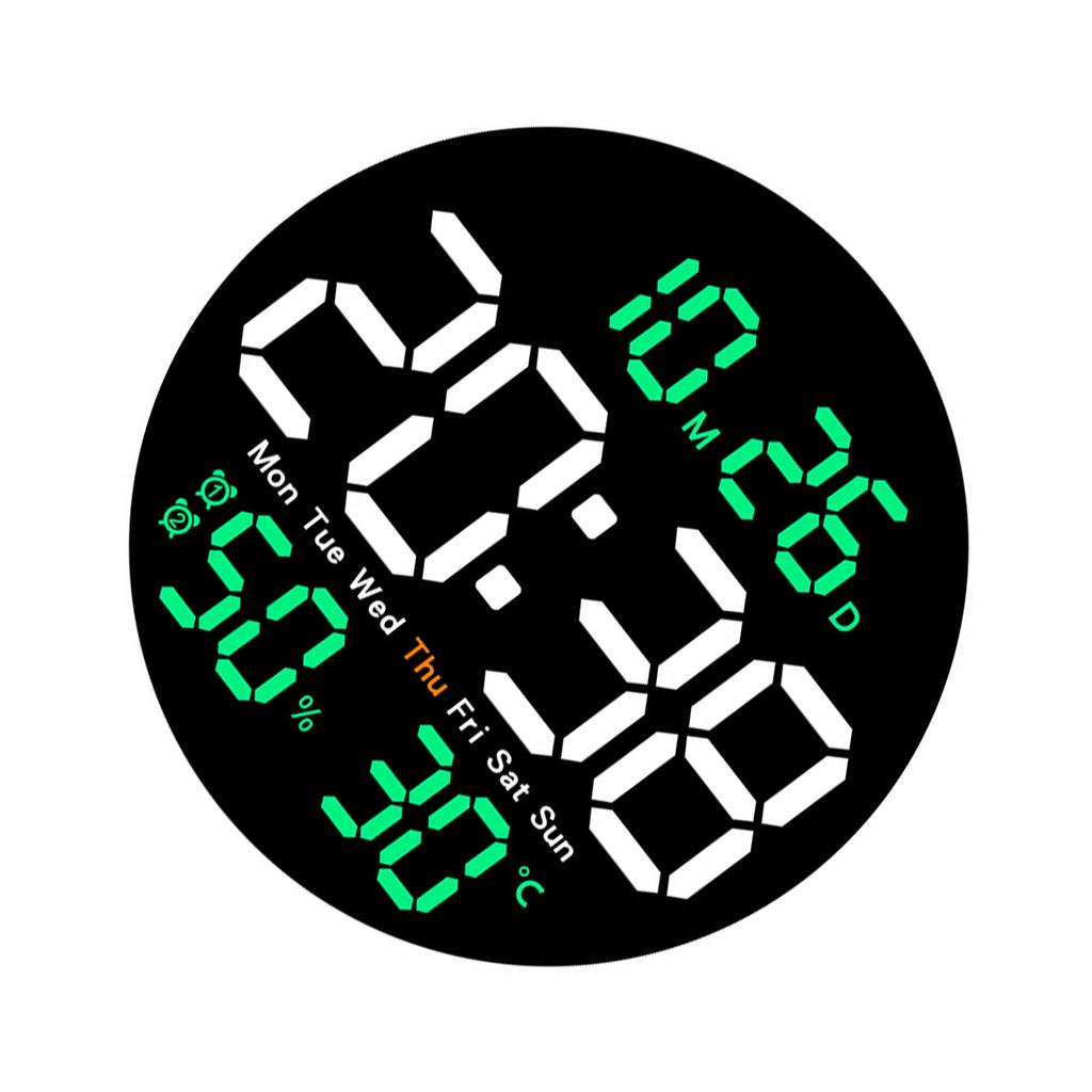 LED Digital Wall Clock Large Display Electronic Alarm Clock Remote Controlled Automatic Backlights Temperature Humidity