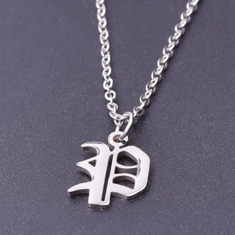 2pcs Stainless Steel Initial Necklace For Men Women Chain Old English Pendant 26 Letters Statement Necklaces Jewelry Couple Gift