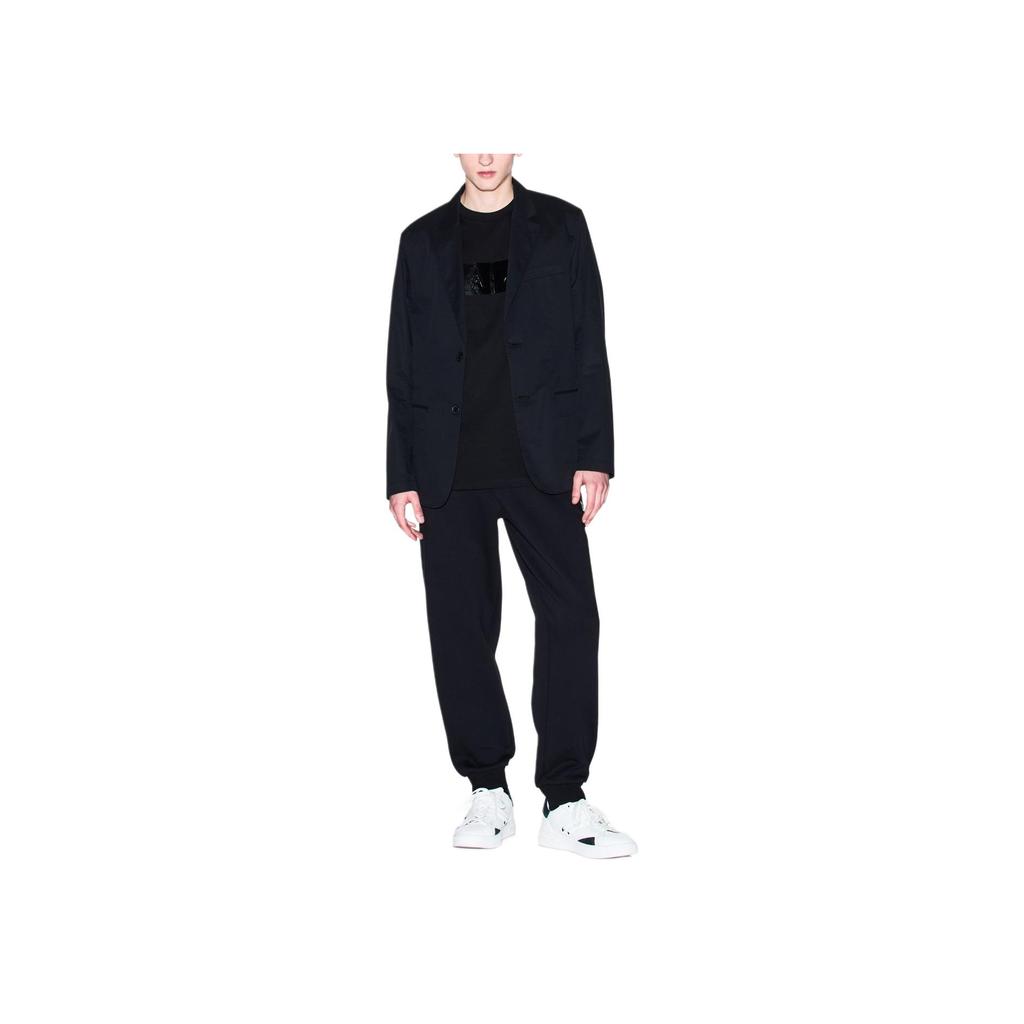 Armani Exchange SS25 Solid Color Cotton Tapered Jogger Pants Men Bottoms Black XM000744-AF13047-UC001
