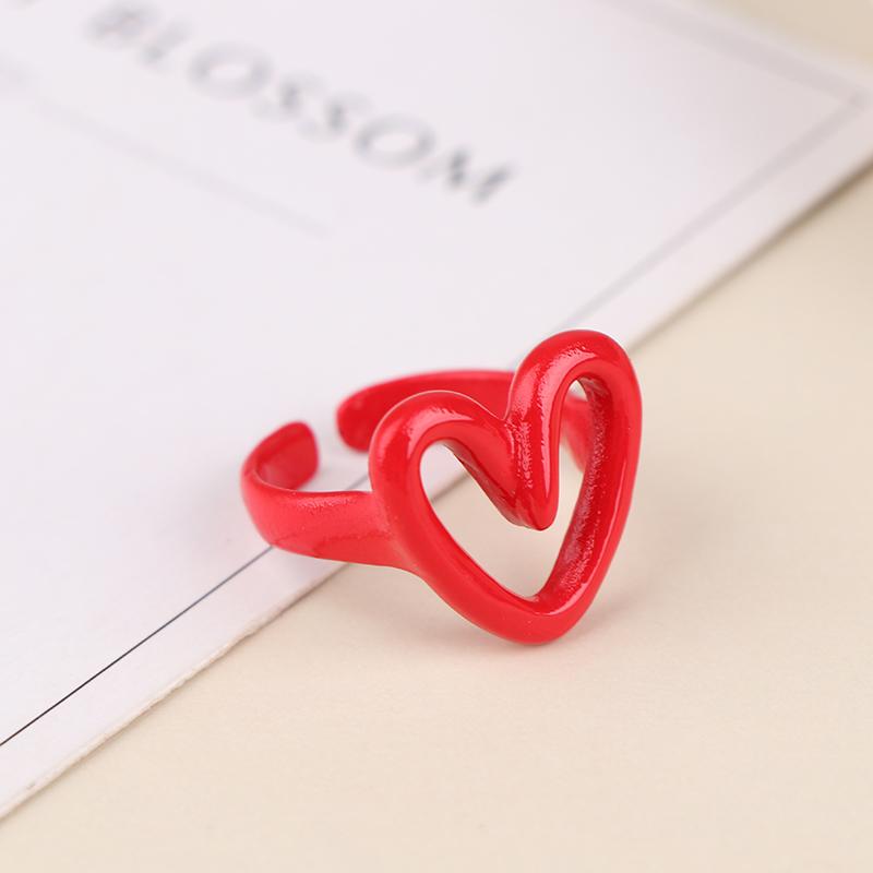 

Кольцо-сердечко в форме конфетного цвета с капающей глазурью Dopamine, регулируемое кольцо-открывашка Macaron, подарок на День святого Валентина красный