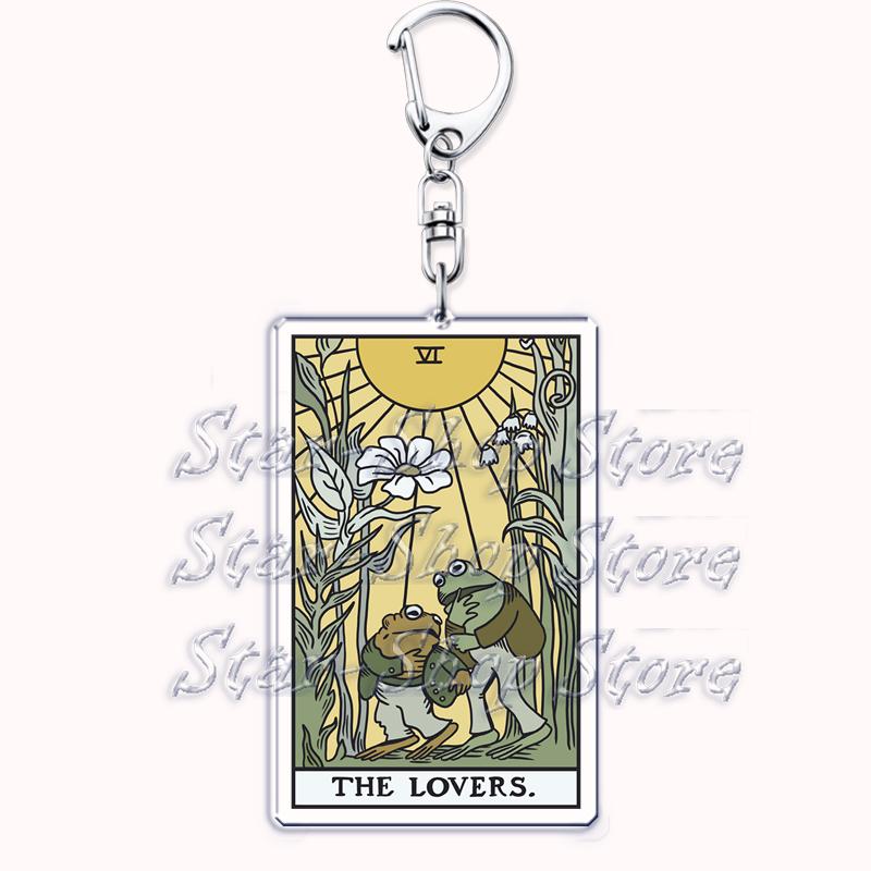 Popular Culture Halloween Tarot Card Keychains for Accessories Moon Luna Death Keyring Jewelry Fans Lovers Friends Reader Gifts