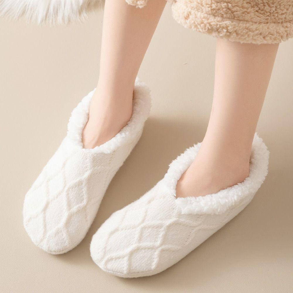 Patchwork Fleece Socks Women Silica Gel Sleeping Socks Fashion Winter Floor Socks  Fall/Winter