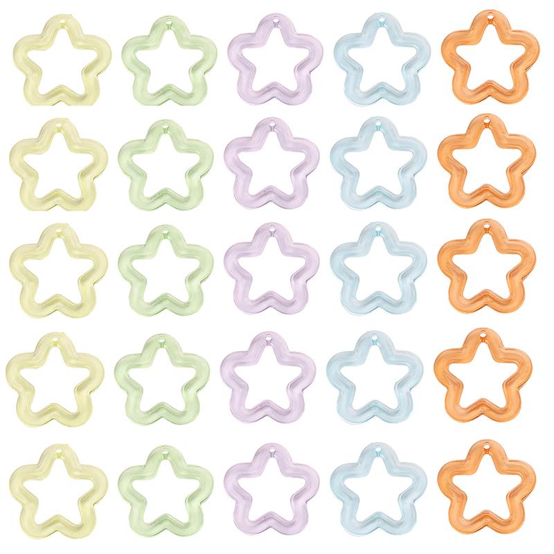 30mm 20pcs/bag Acrylic Transparent Five-Pointed Star Beads DIY Bracelet Necklace Earrings Jewelry Accessories