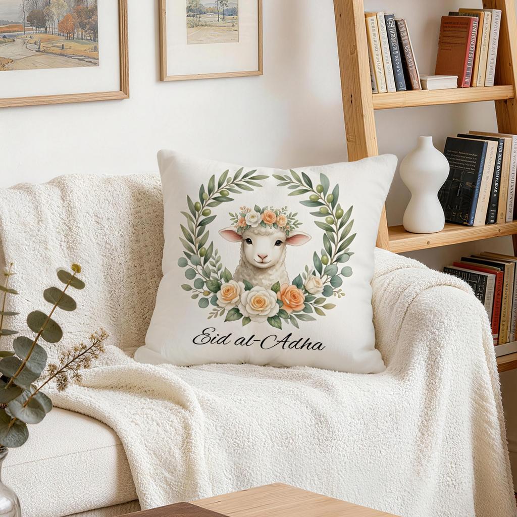 1/4pcs Eid Al-Adha Sheep Floral Pattern Cushions Pillowcase Polyester Cushion Cover Throw Pillow Pillowcover Home Car Sofa Decor
