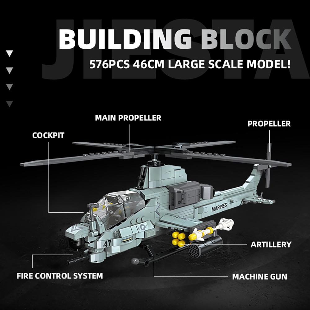 KNEW BUILT Helicopter Fighter Jet Building Block Toys-Boys' Favorite Plane DIY Puzzle FunHoliday Gifts for KidBirthday Party