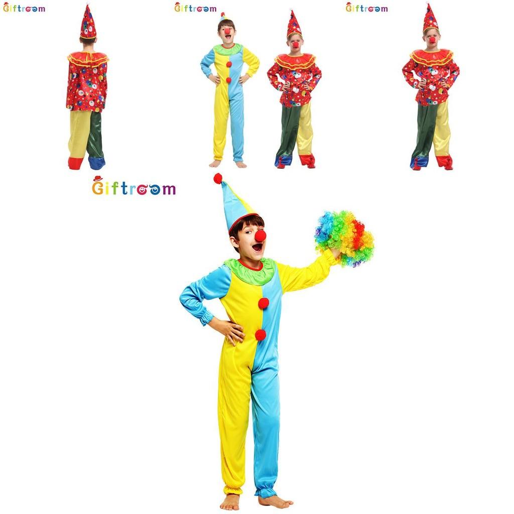 Colorful Western Halloween Costume For Kids Featuring Fun Clown Design With Polyester Fabric