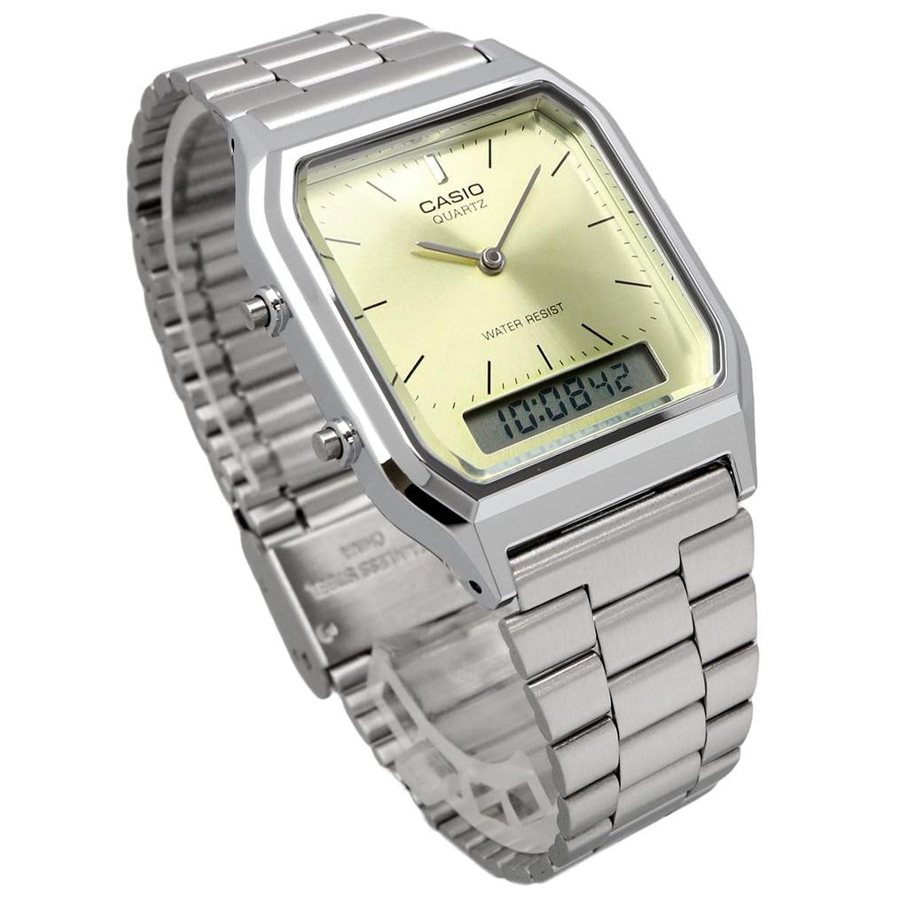 Casio ANA-DIGI Vintage Series Quartz Watch, AQ-230A-9AMQY, Unisex, Dual Time, Lime Yellow, Overseas Model [Parallel Import]