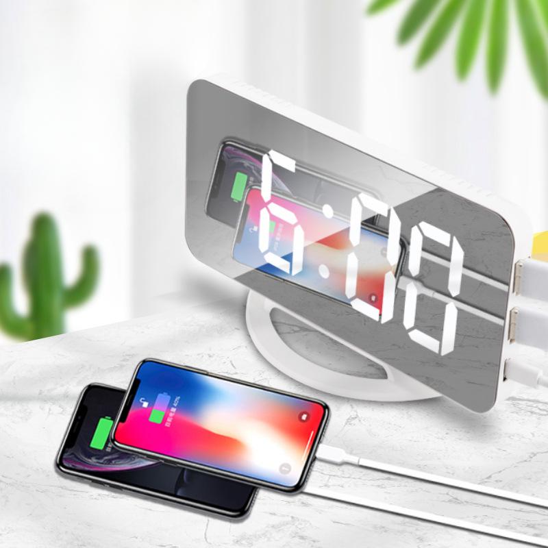 Creative Multi-function LED Mirror Clock Makeup Mirror Digital Alarm Clock Simple Desktop Automatic Photosensitive Electronic Clock