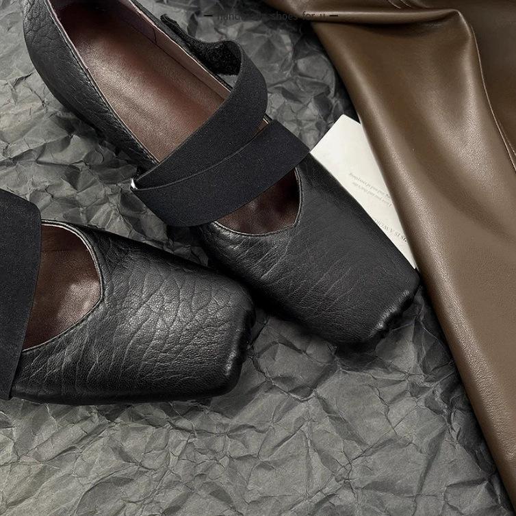 One pedal French retro square head shallow mouth single shoes evening shoes ballet shoes with skirt Mary Jane shoes