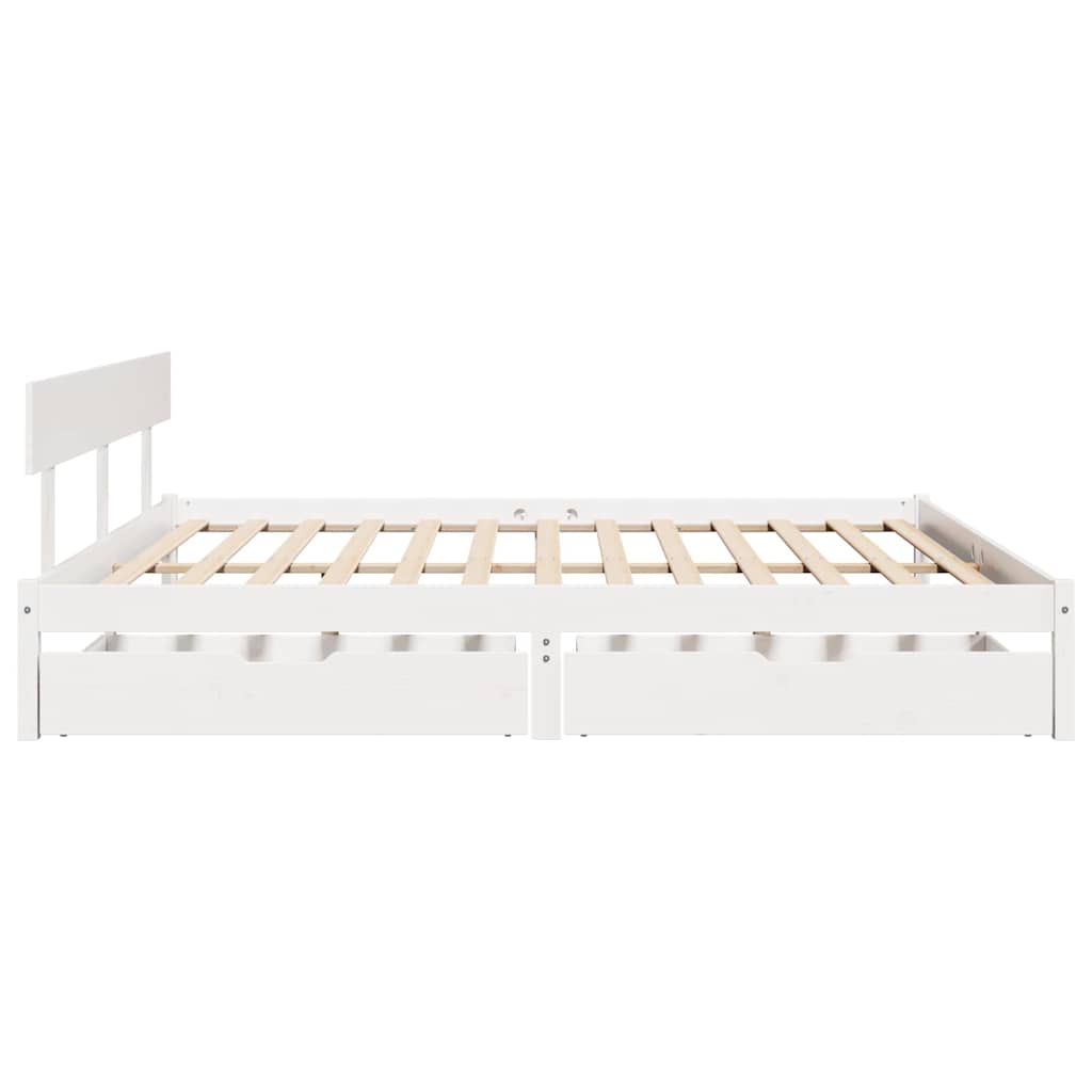 Vidaxl Bed Frame Without Mattress, White, 180X200 Cm, Solid Pine Wood
