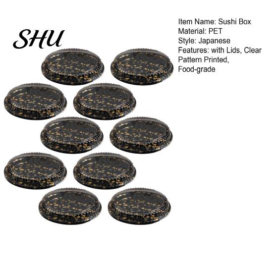 Buffet Tray with Transparent And Anti-fog Cover 10Pcs Round Sandwich Platter Trays Lids Clear Pattern Durable Food Storage Lid Printed Food-grade