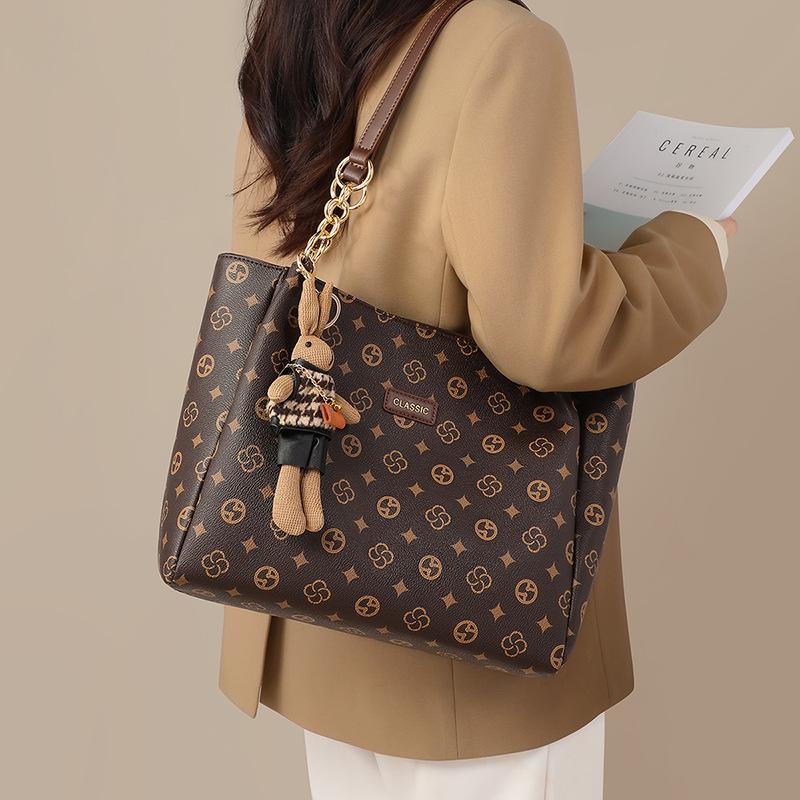 

Tote Bag Women s 2025 Autumn and Winter New Style High-end Large Capacity Commuting Casual Large Bag Shoulder Bag Luggage Coffee Color（Public Ver