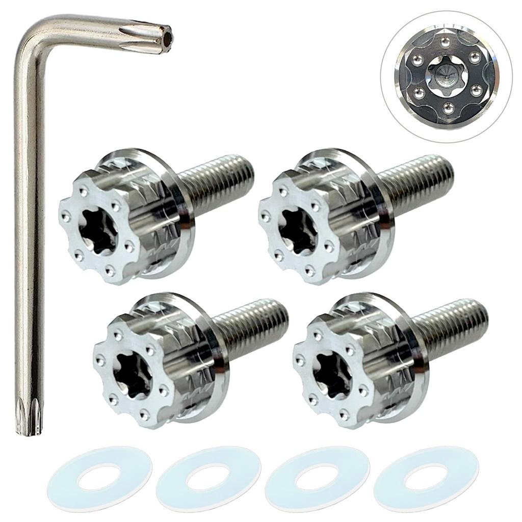 RENPA Titanium Alloy License Plate Bolt Wild Design Vehicle Inspection Compatible (Silver Bolt Length 0.8 inch (20 mm)